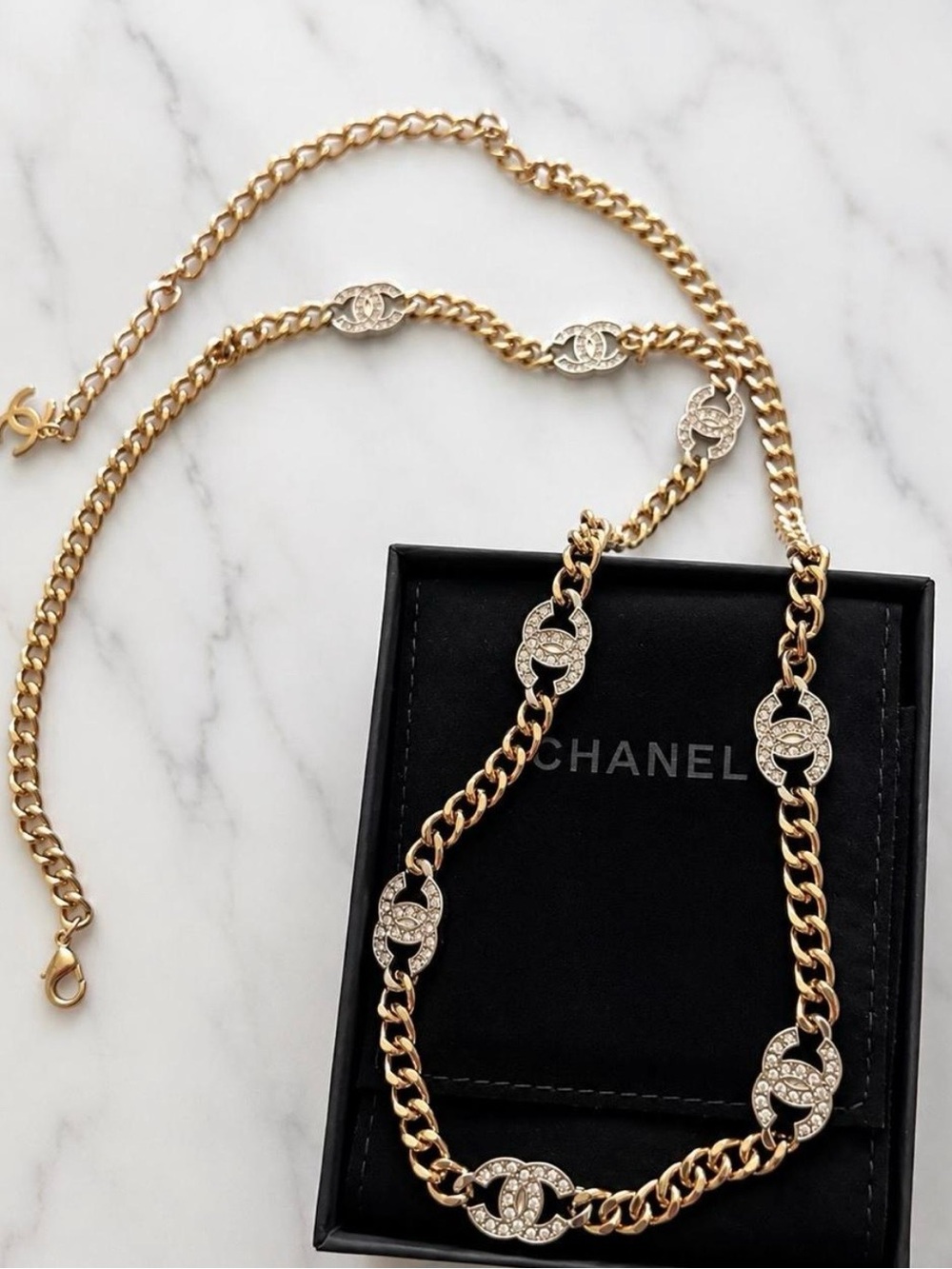 Chanel Light Gold Chain Belt With Crystal CC’s